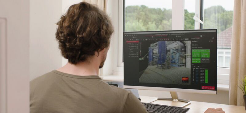 Surveyor views a 3D model of a plant interior in office software