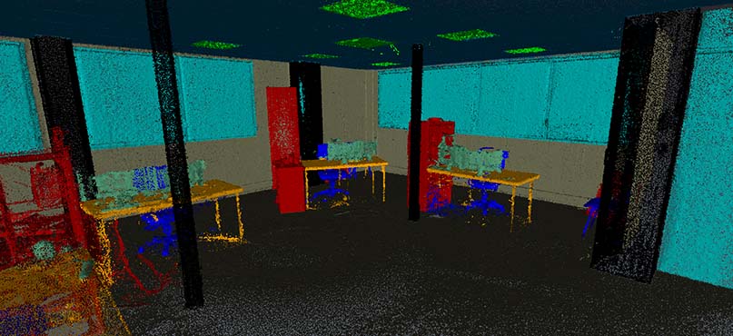 Manual TDG image with point clouds of office space