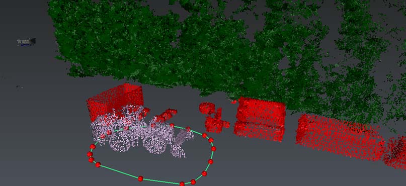 Point cloud manual classification image of a tractor