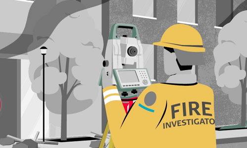 Fire scene monitoring with Leica total station