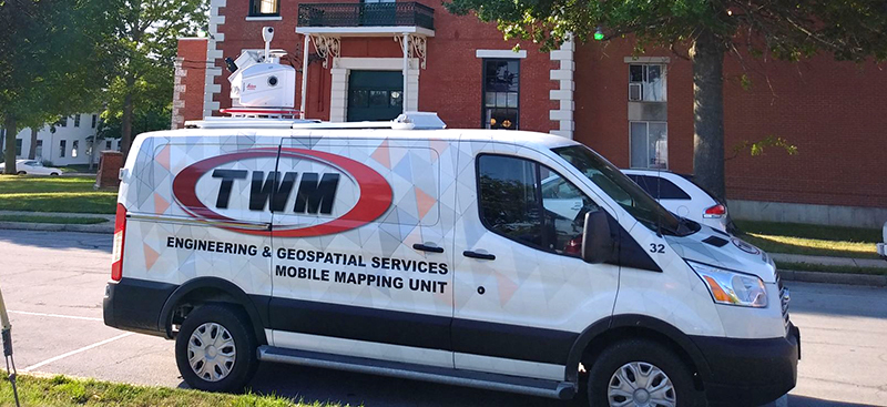 TWM mobile mapping van parked on the road