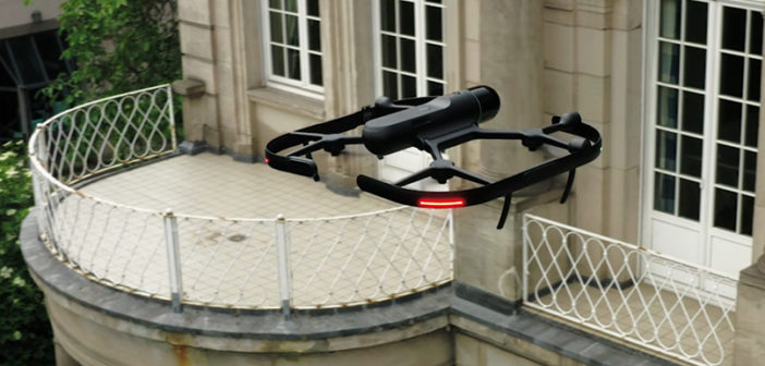 Leica BLK2FLY autonomous flying laser scanner capturing a building in 3D