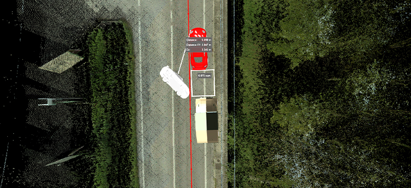 Digital reality image of highway with vehicle models as seen in Leica TruView.